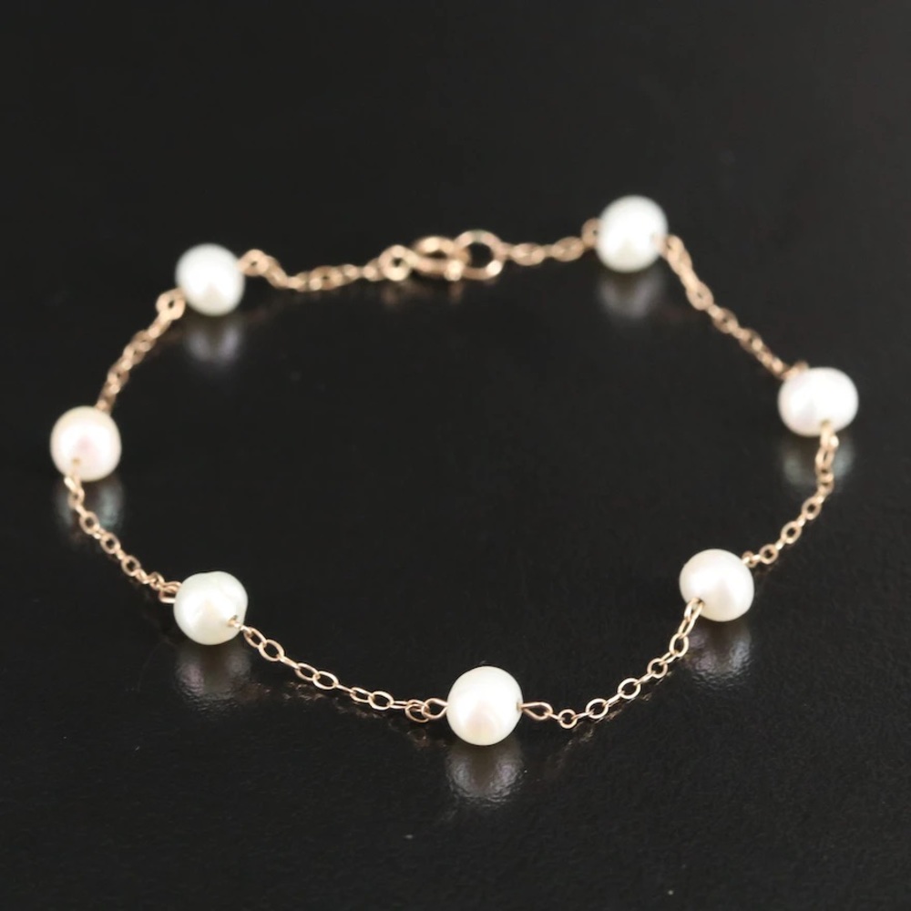 10K Pearl Station Bracelet
